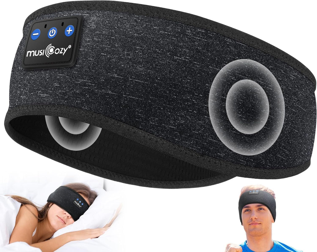 Sleep Headphones Bluetooth 5.4 Headband, Wireless Earphones Music Sleep Earbuds Sleeping Eye Mask with HD Stereo Speakers for Workout Running Travel Yoga, Ideal Gifts for Men Women(Black)