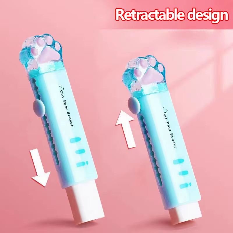 Kawaii Retractable Eraser Cute Cat Korean Stationery Rubber Drawing Erasers Children'S School Supplies Office