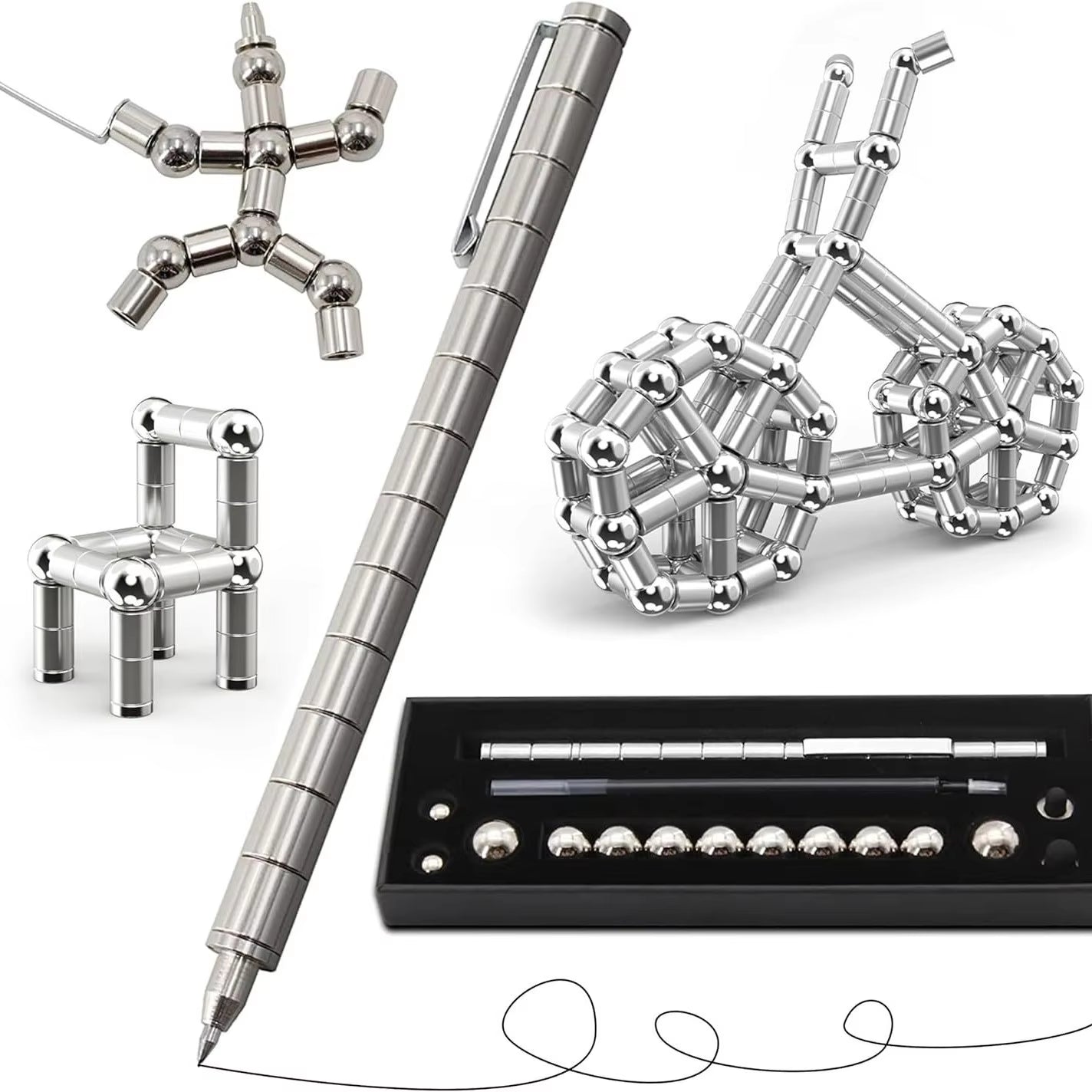 1Pcs Creative Magnetic Stress Relief Pen Multifunctional Creative Pen Relieves Anxiety and Stress Perfect Gift for Friends