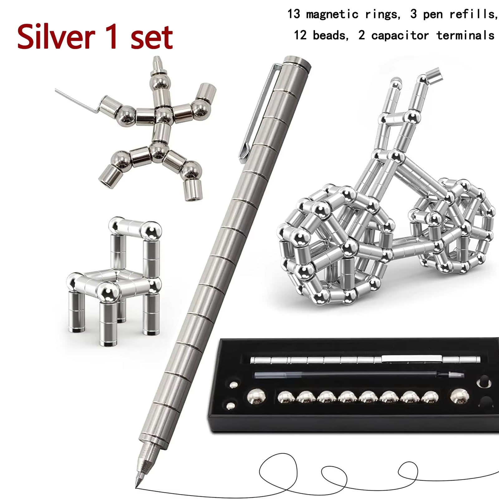 1Pcs Creative Magnetic Stress Relief Pen Multifunctional Creative Pen Relieves Anxiety and Stress Perfect Gift for Friends