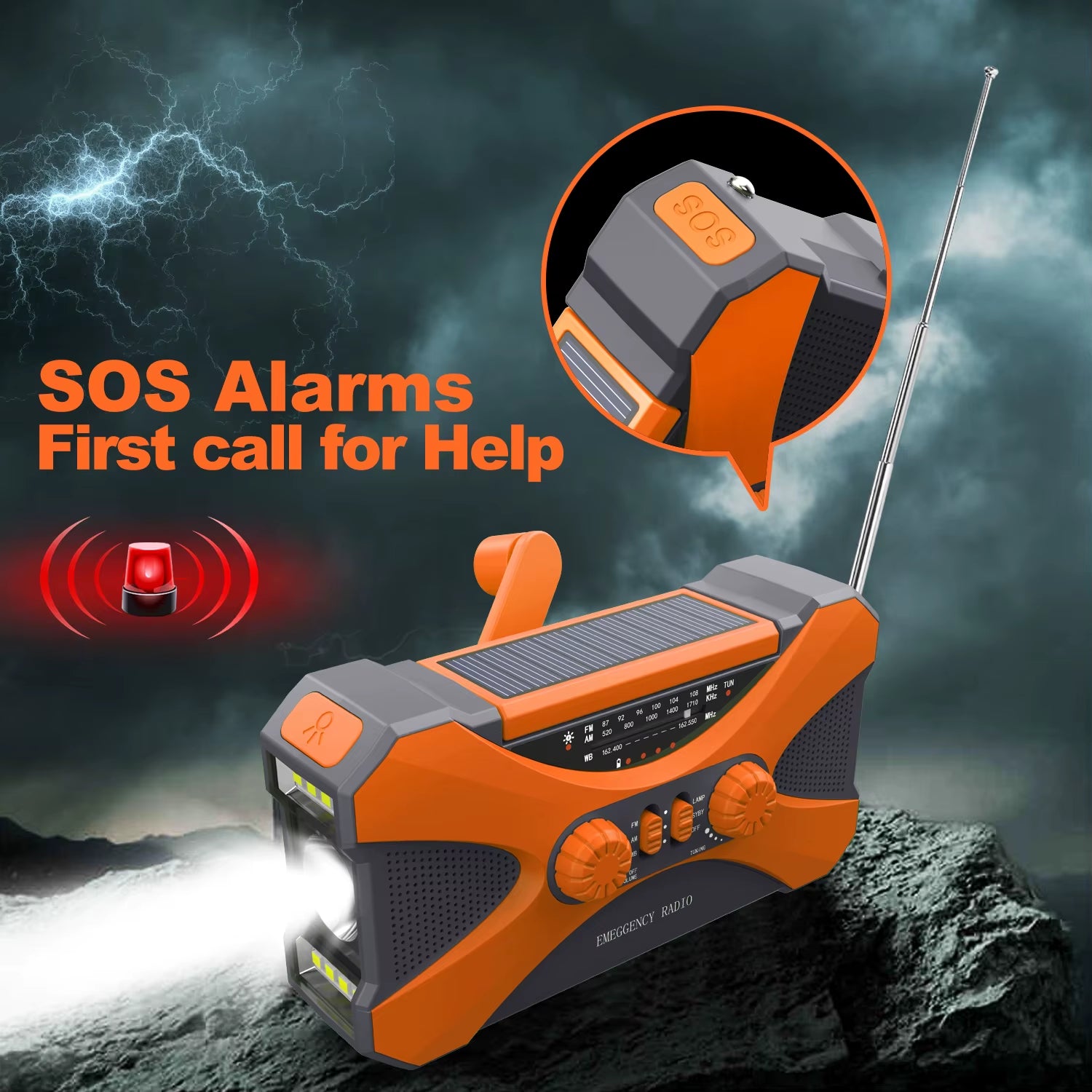 10000Mah Emergency Radio, Solar Hand Crank Radio, Portable AM/FM/NOAA Weather Radio with Cell Phone Charger, LED Flashlight