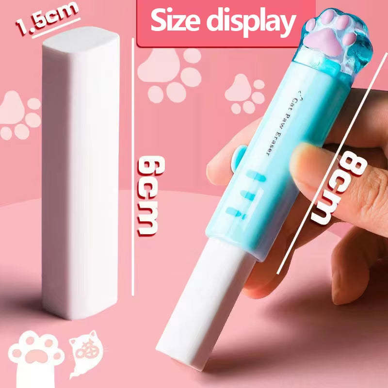 Kawaii Retractable Eraser Cute Cat Korean Stationery Rubber Drawing Erasers Children'S School Supplies Office