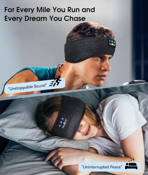 Sleep Headphones Bluetooth 5.4 Headband, Wireless Earphones Music Sleep Earbuds Sleeping Eye Mask with HD Stereo Speakers for Workout Running Travel Yoga, Ideal Gifts for Men Women(Black)
